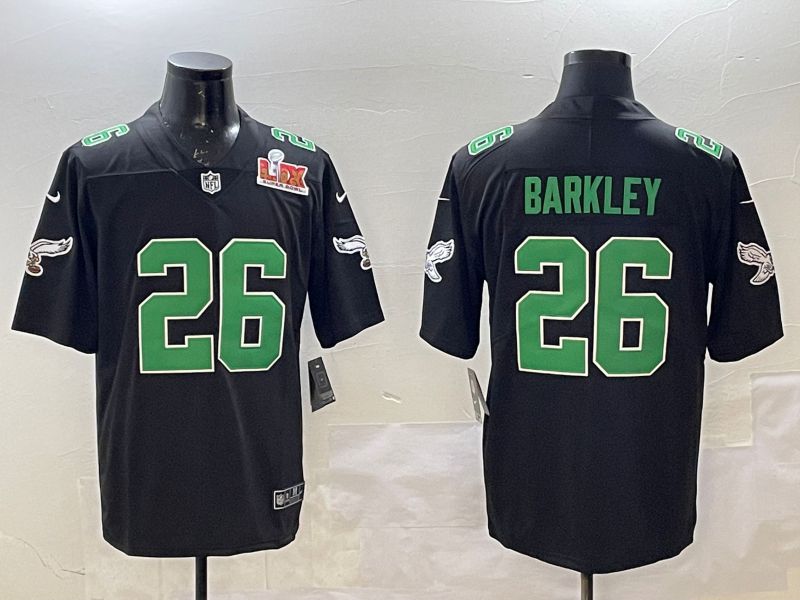 Men Philadelphia Eagles #26 Barkley Black green Throwback 2025 Nike Limited NFL Jersey style 6->detroit lions->NFL Jersey